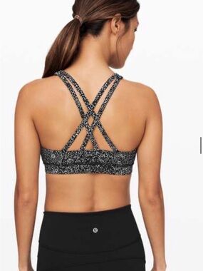 lululemon athletica Black & White Speckle energy Sports Bra
